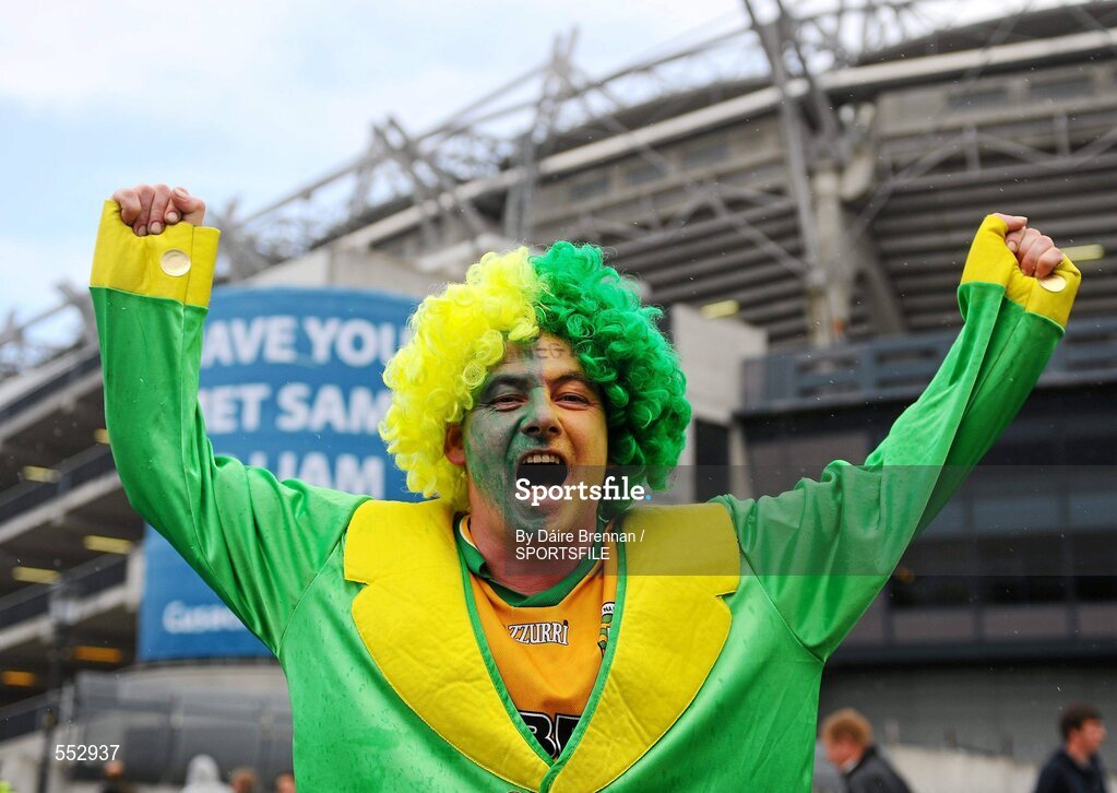 28 August 2011; Donegal supporter James O'Shea, from Killybegs, Co. Donegal, on his way to the game. Supporters at the GAA Football All-Ireland Championship Semi-Finals, Croke Park, Dublin. Picture credit: Dáire Brennan / SPORTSFILE