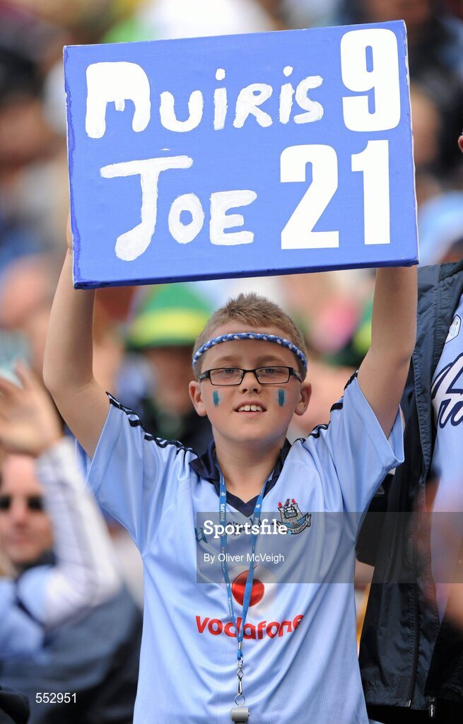 28 August 2010; Dublin supporter Muiris Murphy, from Swords, Co. Dublin, at the game. Supporters at the Donegal V Dublin, GAA Football All-Ireland Championship Semi-Finals, Croke Park, Dublin. Picture credit: Oliver McVeigh / SPORTSFILE