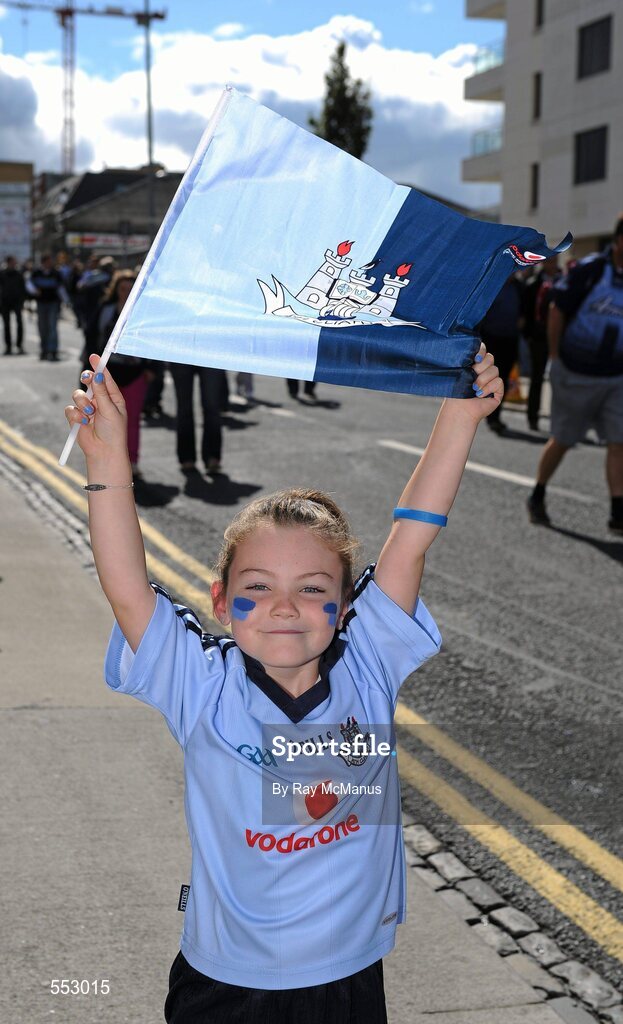 28 August 2011; Five year old Zoe Harte on her way to the GAA Football All-Ireland Championship Semi-Finals, Croke Park, Dublin. Picture credit: Ray McManus / SPORTSFILE