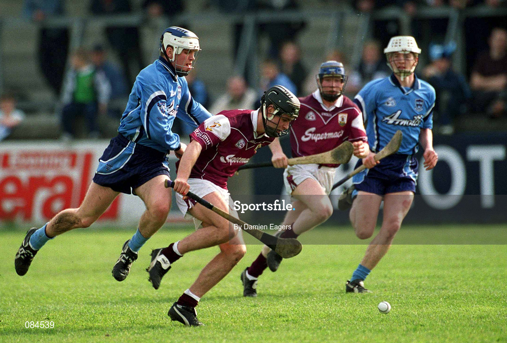 30 March 2002; Richie Murray of Galway in action against  Conal Keaney of Dublin during the Allianz Hurling League Division 1A Round 1 match between Dublin and Galway at Parnell Park in Dublin. Photo by Damien Eagers/Sportsfile