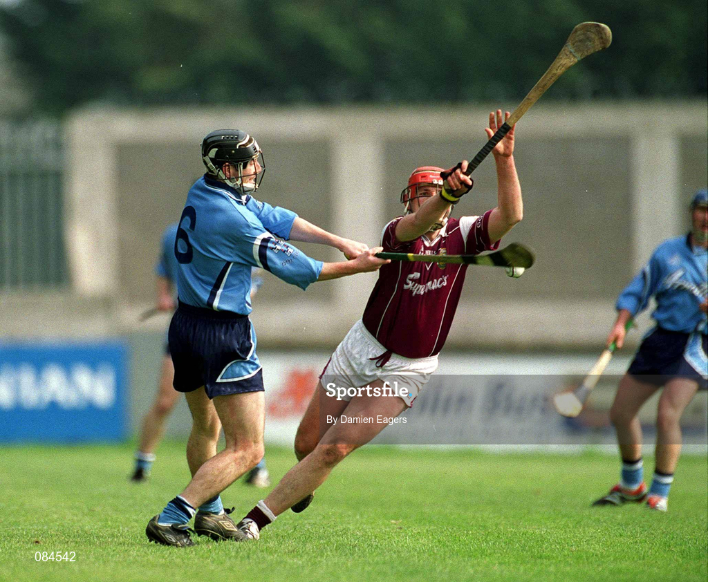 30 March 2002; Liam Ryan of Dublin in action against Joe Rabbitte of Galway during the Allianz Hurling League Division 1A Round 1 match between Dublin and Galway at Parnell Park in Dublin. Photo by Damien Eagers/Sportsfile