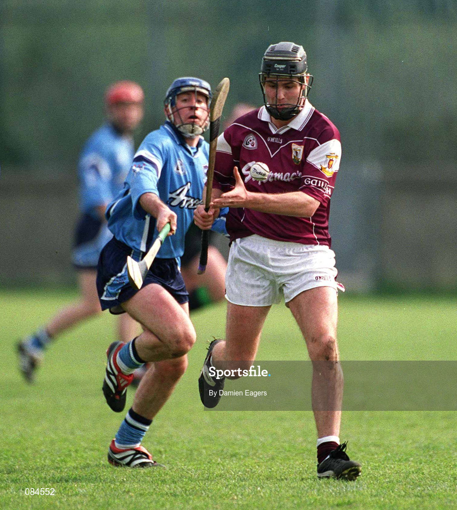 30 March 2002; Richie Murray of Galway is tackled by Carl Meehan of Dublin during the Allianz Hurling League Division 1A Round 1 match between Dublin and Galway at Parnell Park in Dublin. Photo by Damien Eagers/Sportsfile