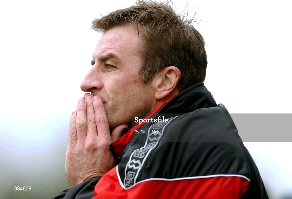 31 March 2002; Longford Town manager Martin Lawlor watches the closing moments during the eircom League Premier Division match between Longford Town and St Patrtick's Athletic at Flancare Park in Longford. Photo by David Maher/Sportsfile