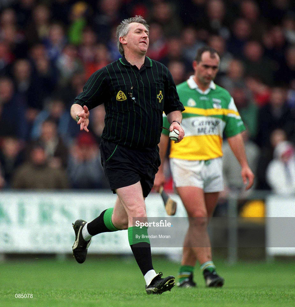 30 March 2002; Referee Pat Dunphy during the Allianz National Hurling League Division 1B Round 1 match between Offaly and Tipperary in St Brendan's Park in Birr, Offaly. Photo by Brendan Moran/Sportsfile