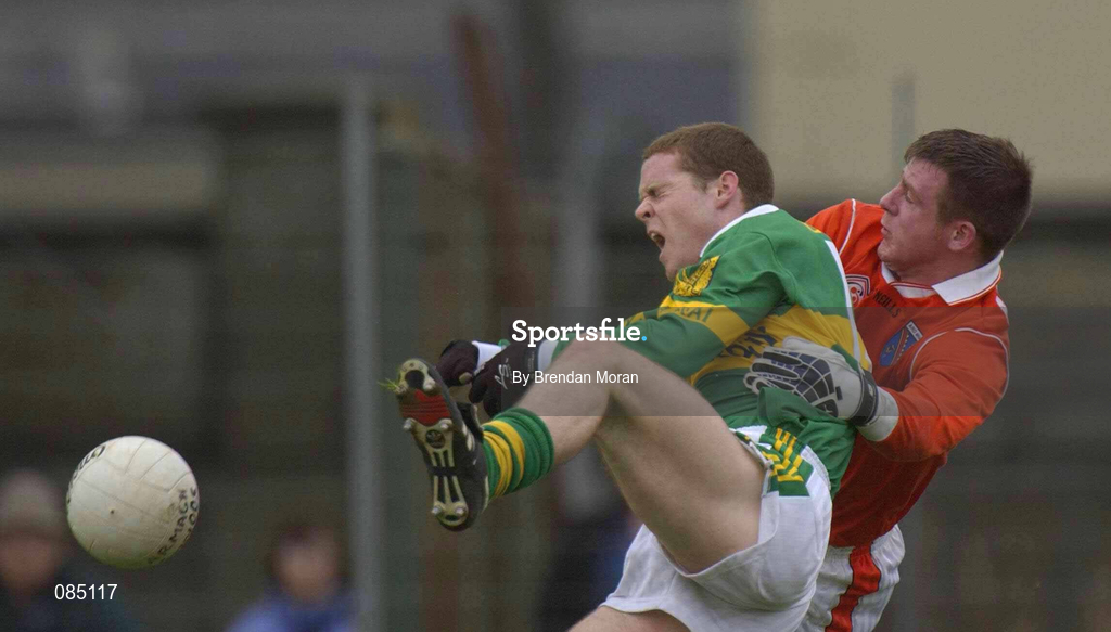24 March 2002; Declan Quill of Kerry in action against Justin McNulty of Armagh during the Allianz National Football League Division 2A Round 6 match between Kerry and Armagh at Austin Stack Park in Tralee, Kerry. Photo by Brendan Moran/Sportsfile