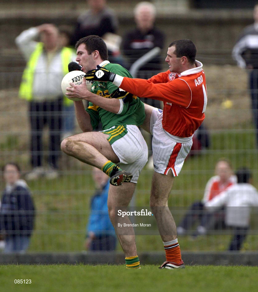 24 March 2002; Michael McCarthy of Kerry in action against Steven McDonnell of Armagh during the Allianz National Football League Division 2A Round 6 match between Kerry and Armagh at Austin Stack Park in Tralee, Kerry. Photo by Brendan Moran/Sportsfile