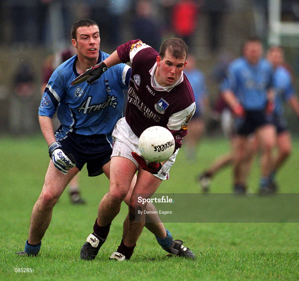 31 March 2002; Richie Fahey of Galway in action against Ray Cosgrove of Dublin during the Allianz Football League Division 1A Round 7 match between Galway and Dublin at St Jarlath's Park in Tuam, Galway. Photo by Damien Eagers/Sportsfile