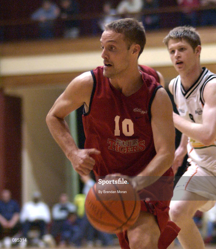 24 March 2002; Barnaby Craddock of Frosties Tigers Tralee during the ESB Men's National Championships Final match between Frosties Tigers Tralee and Dart Killester in the National Exhibition Centre in Killarney, Kerry. Photo by Brendan Moran/Sportsfile