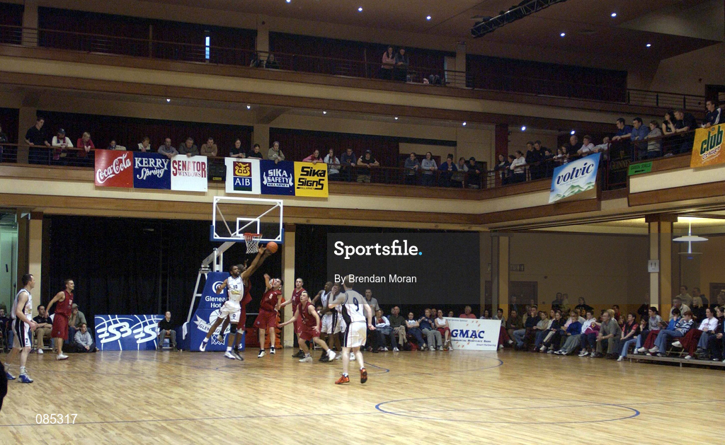 24 March 2002; A general view during the ESB Men's National Championships Final match between Frosties Tigers Tralee and Dart Killester in the National Exhibition Centre in Killarney, Kerry. Photo by Brendan Moran/Sportsfile
