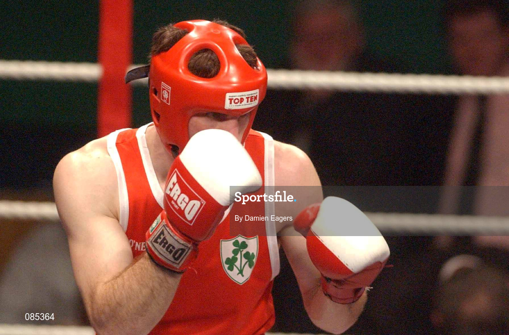 22 February 2002; Marvin Lee of Oughterard Boxing Club, Galway, during the 75kg bout against Kenneth Egan of Neilstown Boxing Club, Dublin, during the National Senior Boxing Championships 2002 at The National Stadium in Dublin. Photo by Damien Eagers/Sportsfile