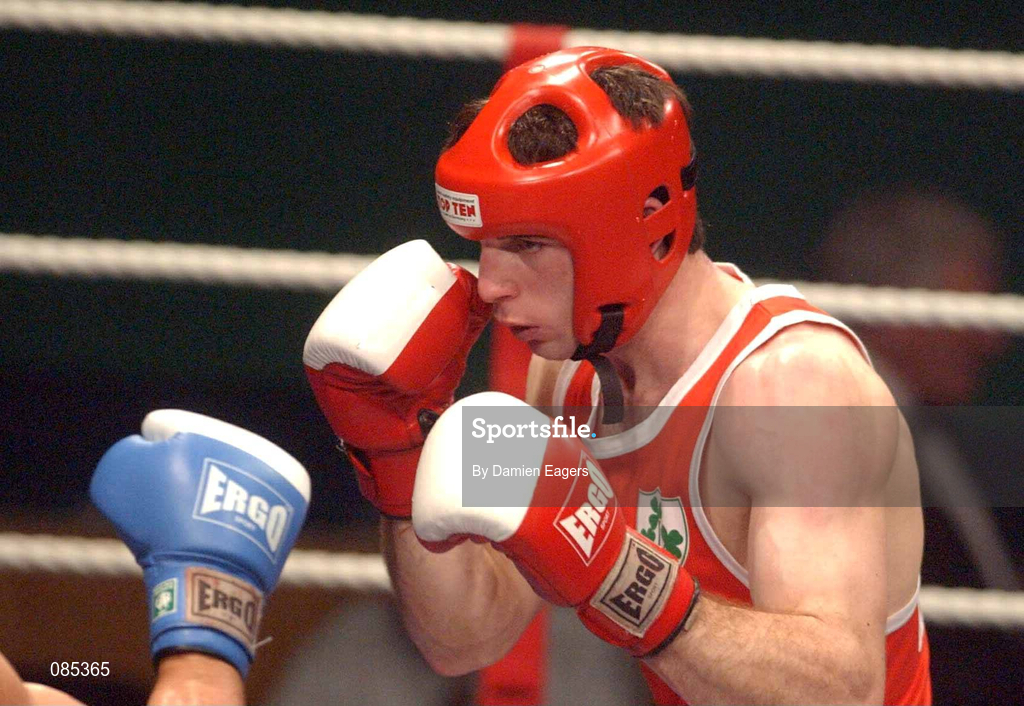 22 February 2002; Marvin Lee of Oughterard Boxing Club, Galway, during the 75kg bout against Kenneth Egan of Neilstown Boxing Club, Dublin, during the National Senior Boxing Championships 2002 at The National Stadium in Dublin. Photo by Damien Eagers/Sportsfile