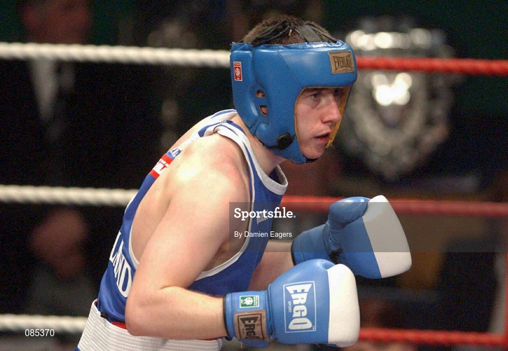 22 February 2002; Paul McCloskey of St Canice's Boxing Club, Derry, during the 63.5kg bout against Roy Sheehan of St Michael's in Athy, Kildare, during the National Senior Boxing Championships 2002 at The National Stadium in Dublin. Photo by Damien Eagers/Sportsfile