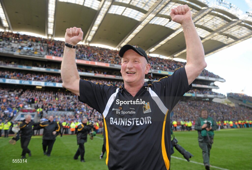 4 September 2011; Kilkenny manager Brian Cody celebrates at the end of the game. GAA Hurling All-Ireland Senior Championship Final, Kilkenny v Tipperary, Croke Park, Dublin. Photo by Sportsfile