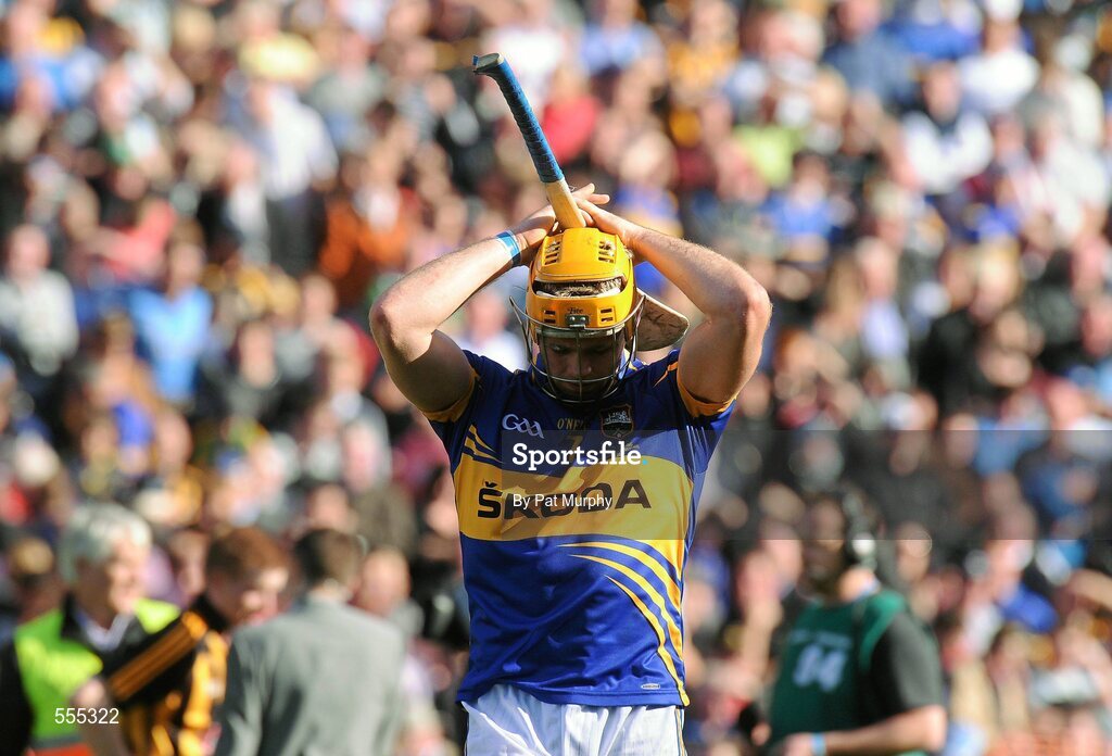 4 September 2011; Tipperary's Padraic Maher shows his disappointment after the game. GAA Hurling All-Ireland Senior Championship Final, Kilkenny v Tipperary, Croke Park, Dublin. Picture credit: Pat Murphy / SPORTSFILE