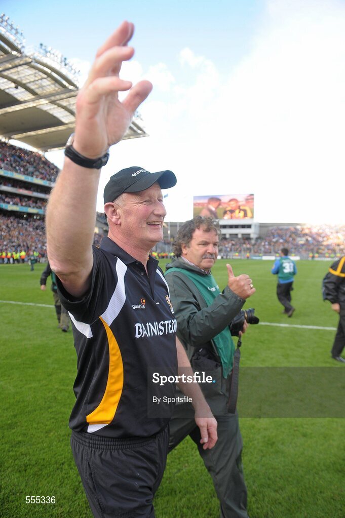 4 September 2011; Kilkenny manager Brian Cody celebrates at the end of the game. GAA Hurling All-Ireland Senior Championship Final, Kilkenny v Tipperary, Croke Park, Dublin. Photo by Sportsfile