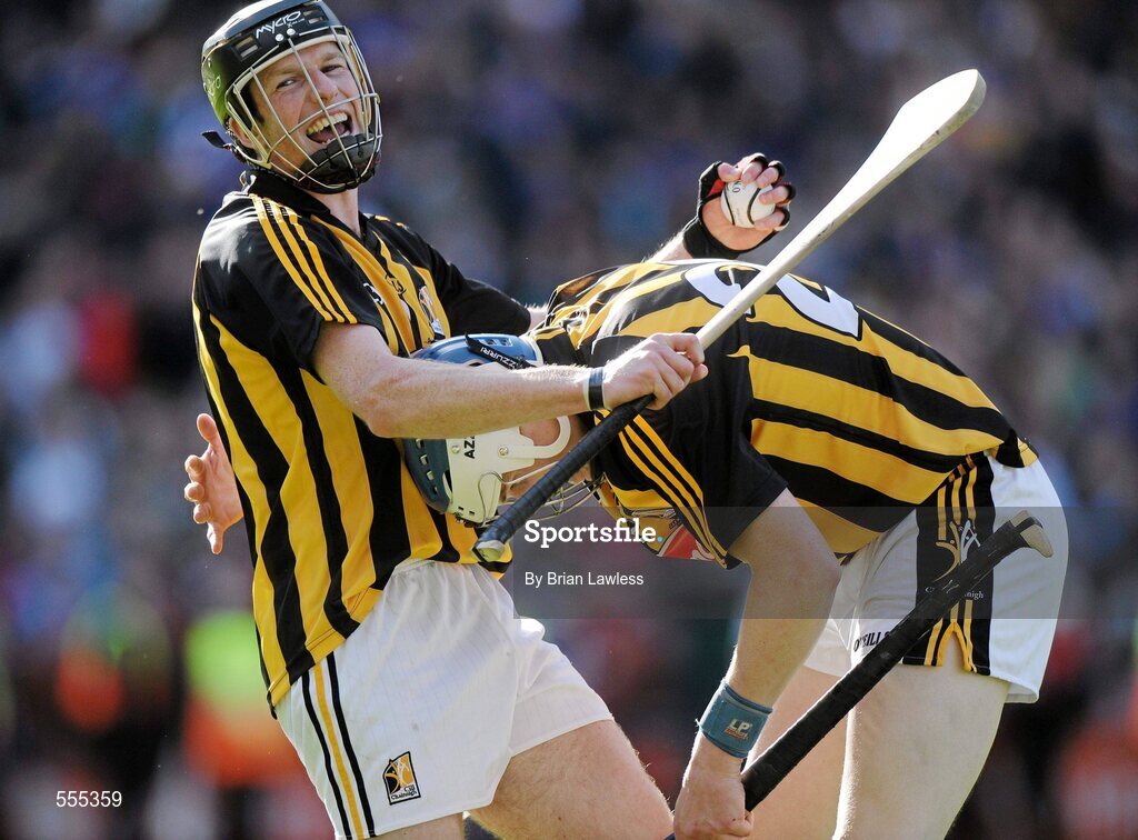 4 September 2011; Michael Rice, Kilkenny, left, celebrates with team-mate TJ Reid after the match. GAA Hurling All-Ireland Senior Championship Final, Kilkenny v Tipperary, Croke Park, Dublin. Picture credit: Brian Lawless / SPORTSFILE
