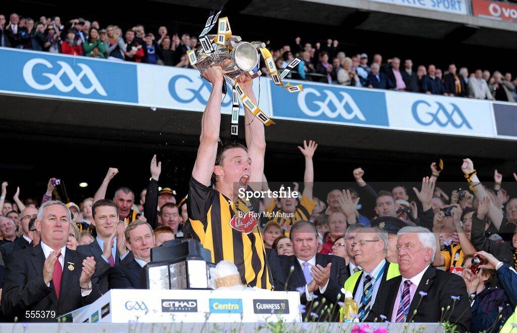 4 September 2011; The Kilkenny captain Brian Hogan lifts the Liam MacCarthy Cup. GAA Hurling All-Ireland Senior Championship Final, Kilkenny v Tipperary, Croke Park, Dublin. Picture credit: Ray McManus / SPORTSFILE