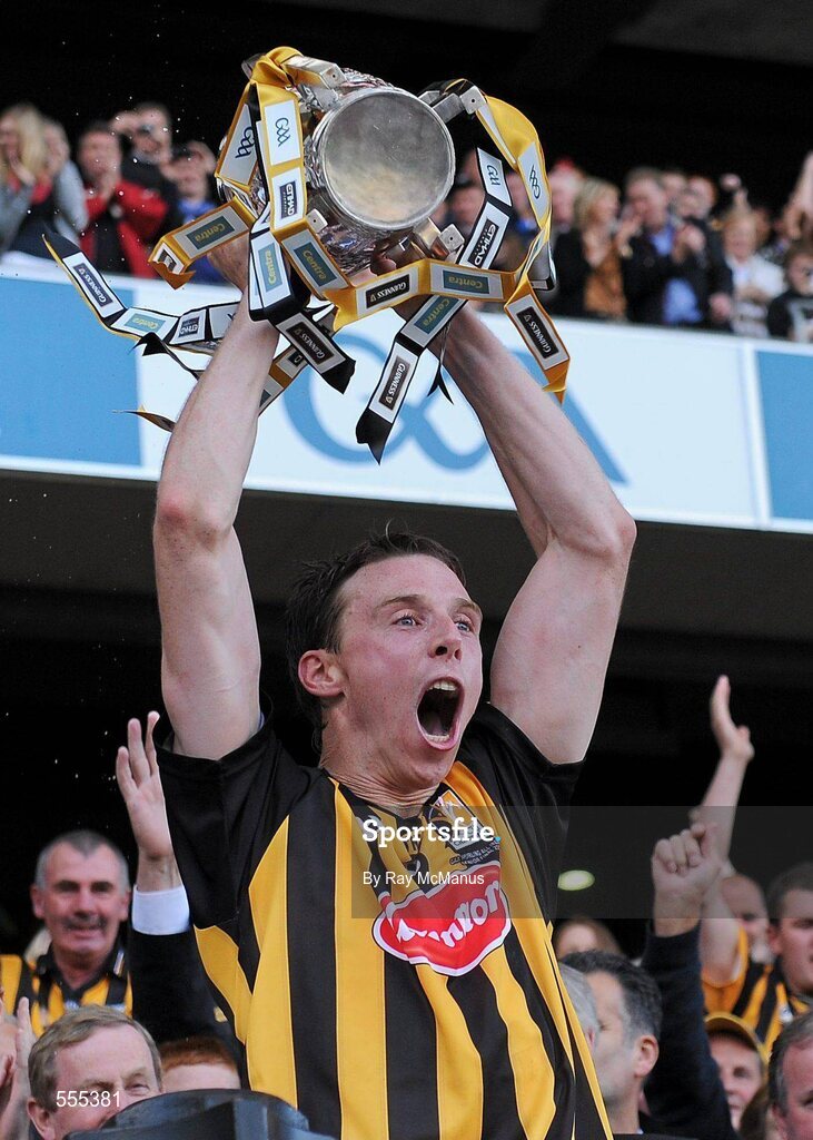 4 September 2011; The Kilkenny captain Brian Hogan lifts the Liam MacCarthy Cup. GAA Hurling All-Ireland Senior Championship Final, Kilkenny v Tipperary, Croke Park, Dublin. Picture credit: Ray McManus / SPORTSFILE