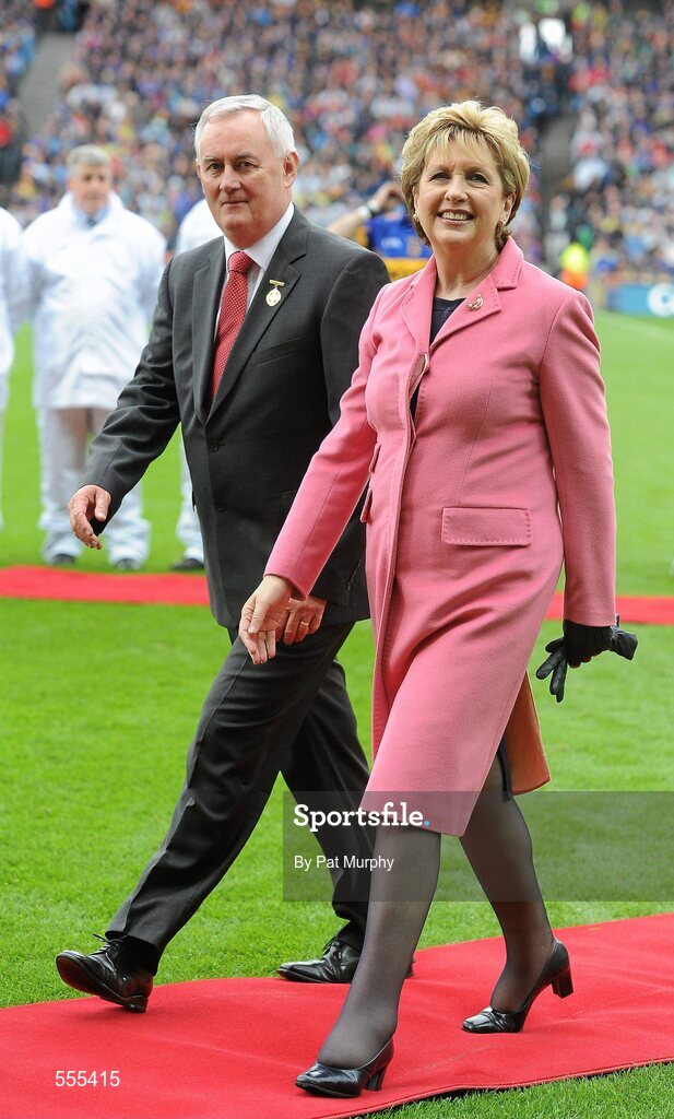 4 September 2011; President of Ireland Mary McAleese with Uachtarán CLG Criostóir Ó Cuana. GAA Hurling All-Ireland Senior Championship Final, Kilkenny v Tipperary, Croke Park, Dublin. Picture credit: Pat Murphy / SPORTSFILE