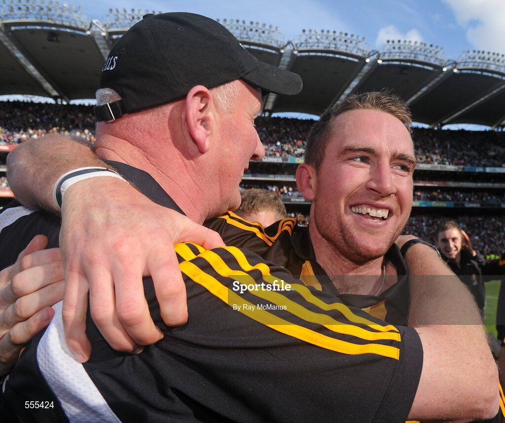 4 September 2011; Kilkenny manager Brian Cody and Eddie Brennan celebrate. GAA Hurling All-Ireland Senior Championship Final, Kilkenny v Tipperary, Croke Park, Dublin. Picture credit: Ray McManus / SPORTSFILE