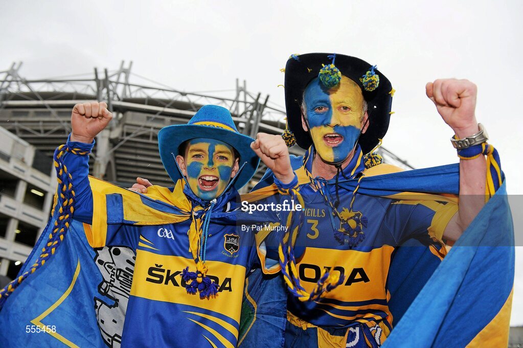 4 September 2011; Tipperary supporters Jason Murphy, left, and James Syd Ryan, from Nenagh, Co. Tipperary, before the game. Supporters at the GAA Hurling All-Ireland Championship Finals, Croke Park, Dublin. Picture credit: Pat Murphy / SPORTSFILE