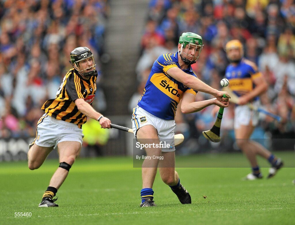 4 September 2011; Noel McGrath, Tipperary, in action against Michael Rice, Kilkenny. GAA Hurling All-Ireland Senior Championship Final, Kilkenny v Tipperary, Croke Park, Dublin. Picture credit: Barry Cregg / SPORTSFILE