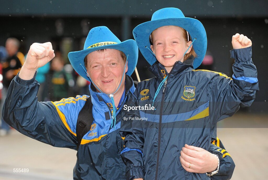 4 September 2011; Tipperary supporters Jonathan and Megan Quigley, from Killenaule, Co. Tipperary, before the game. Supporters at the GAA Hurling All-Ireland Championship Finals, Croke Park, Dublin. Picture credit: Pat Murphy / SPORTSFILE