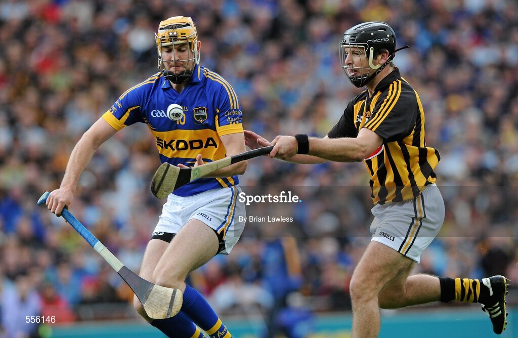 4 September 2011; Seamus Callanan, Tipperary, in action against JJ Delaney, Kilkenny. GAA Hurling All-Ireland Senior Championship Final, Kilkenny v Tipperary, Croke Park, Dublin. Picture credit: Brian Lawless / SPORTSFILE