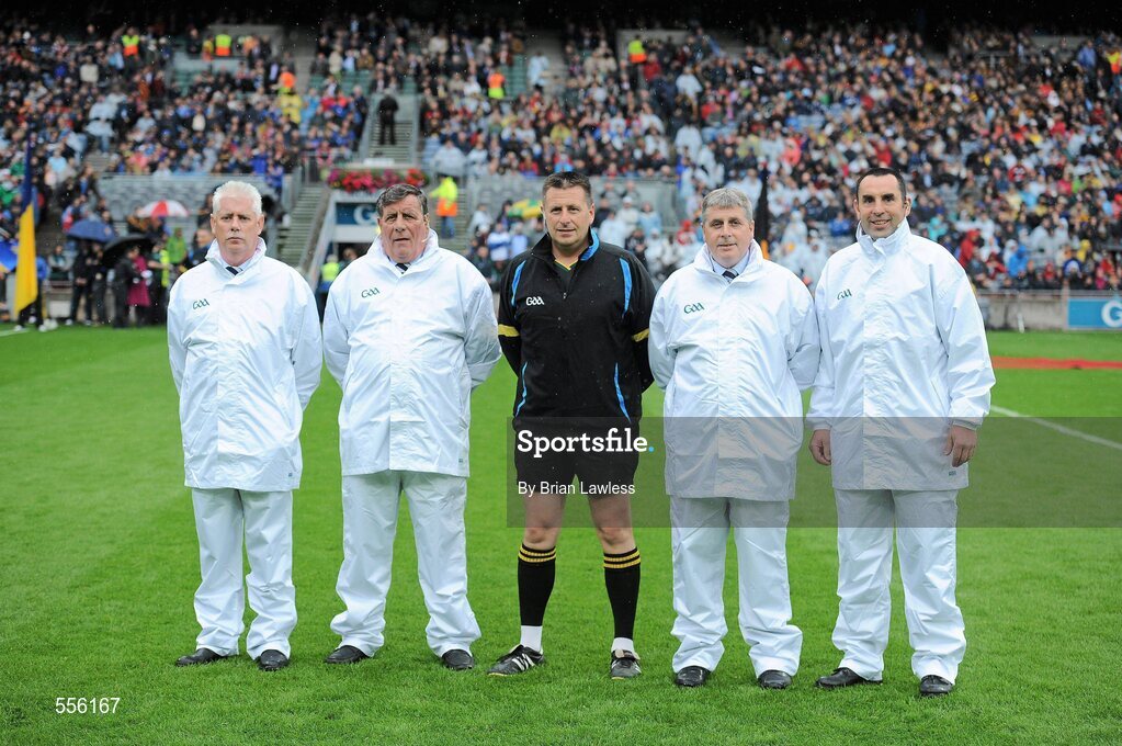 4 September 2011; Referee Brian Gavin with his umpires. GAA Hurling All-Ireland Senior Championship Final, Kilkenny v Tipperary, Croke Park, Dublin. Picture credit: Brian Lawless / SPORTSFILE