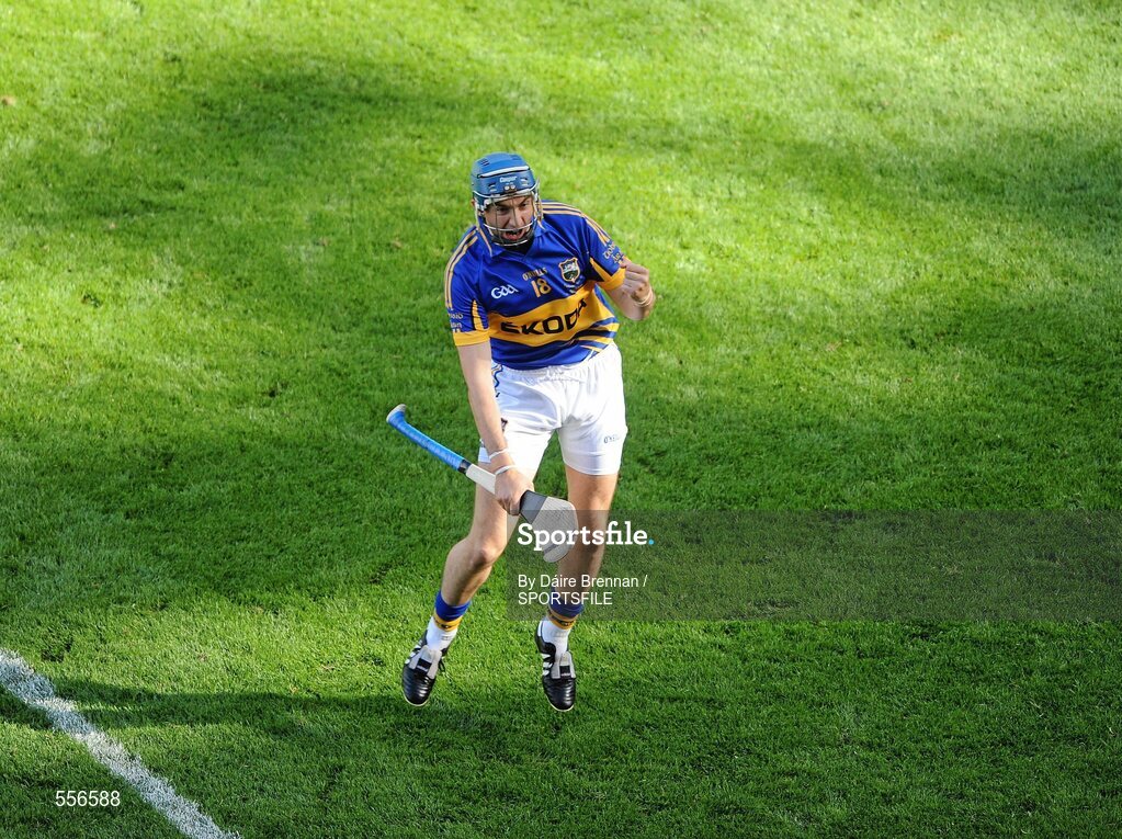 4 September 2011; Benny Dunne, Tipperary, celebrates his point at the start of the second half. GAA Hurling All-Ireland Senior Championship Final, Kilkenny v Tipperary, Croke Park, Dublin. Picture credit: Dáire Brennan / SPORTSFILE