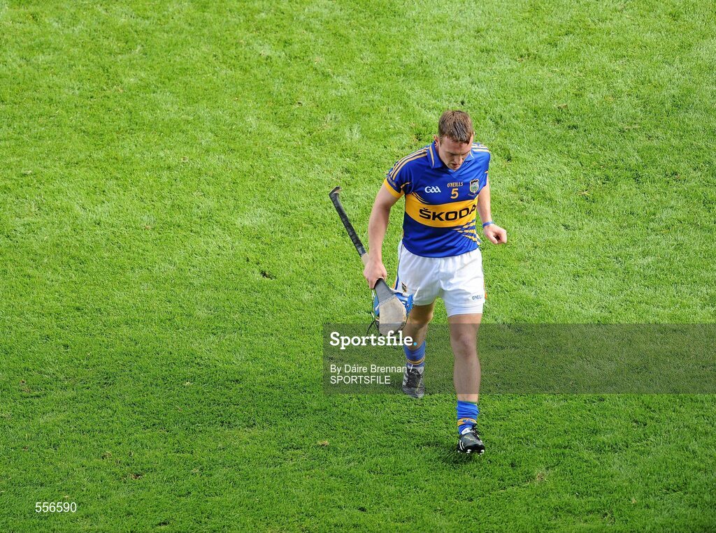 4 September 2011; John O'Keefe, Tipperary, leaves the field after being substituted in the first half. GAA Hurling All-Ireland Senior Championship Final, Kilkenny v Tipperary, Croke Park, Dublin. Picture credit: Dáire Brennan / SPORTSFILE