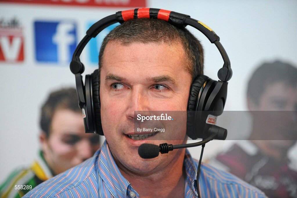 12 September 2011; Former Meath footballer and All-Ireland medal winner Liam Hayes being interviewed during the 2011 ‘Off the Ball Roadshow with Ulster Bank’ finale. The Ulster Bank GAA stars were out in force, alongside a host of sporting greats, as the finale of the 2011 ‘Off the Ball Roadshow with Ulster Bank’ took over the Odeon Bar on Dublin’s Harcourt Street on Monday, 12th September. For the third year running, Ulster Bank teamed up with Newstalk 106-108 fm to take Ireland’s most popular sports programme on a tour across the country, where rival Ulster Bank GAA stars have featured in live shows in Kerry, Cork, Donegal, Limerick, Tipperary, Galway and Roscommon, throughout the summer. This year also saw the introduction of a major new club focused initiative – ‘Ulster Bank GAA Force’. The initiative was set up to support local GAA clubs across the country by giving them the opportunity to refurbish and upgrade their facilities. The Odeon Bar, Harcourt Street, Dublin. Picture credit: Barry Cregg / SPORTSFILE