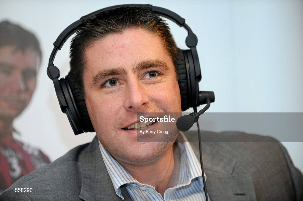 12 September 2011; Former Kerry footballer and All-Ireland medal winner Darragh O Se being interviewed during the 2011 ‘Off the Ball Roadshow with Ulster Bank’ finale. The Ulster Bank GAA stars were out in force, alongside a host of sporting greats, as the finale of the 2011 ‘Off the Ball Roadshow with Ulster Bank’ took over the Odeon Bar on Dublin’s Harcourt Street on Monday, 12th September. For the third year running, Ulster Bank teamed up with Newstalk 106-108 fm to take Ireland’s most popular sports programme on a tour across the country, where rival Ulster Bank GAA stars have featured in live shows in Kerry, Cork, Donegal, Limerick, Tipperary, Galway and Roscommon, throughout the summer. This year also saw the introduction of a major new club focused initiative – ‘Ulster Bank GAA Force’. The initiative was set up to support local GAA clubs across the country by giving them the opportunity to refurbish and upgrade their facilities. The Odeon Bar, Harcourt Street, Dublin. Picture credit: Barry Cregg / SPORTSFILE