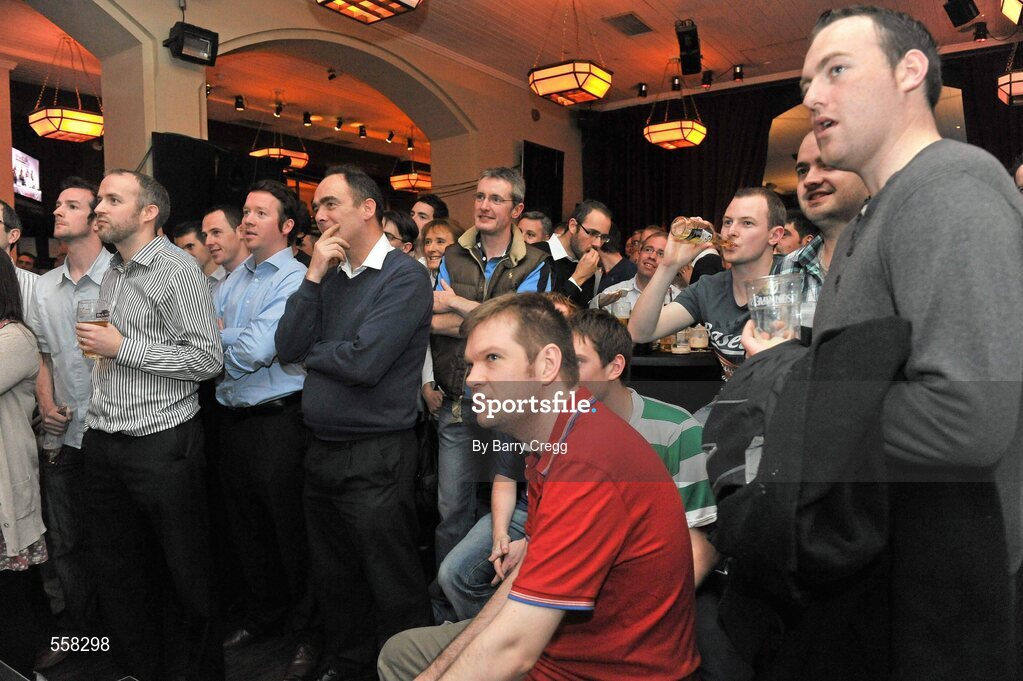 12 September 2011; A general view of the audience during the 2011 ‘Off the Ball Roadshow with Ulster Bank’ finale. The Ulster Bank GAA stars were out in force, alongside a host of sporting greats, as the finale of the 2011 ‘Off the Ball Roadshow with Ulster Bank’ took over the Odeon Bar on Dublin’s Harcourt Street on Monday, 12th September. For the third year running, Ulster Bank teamed up with Newstalk 106-108 fm to take Ireland’s most popular sports programme on a tour across the country, where rival Ulster Bank GAA stars have featured in live shows in Kerry, Cork, Donegal, Limerick, Tipperary, Galway and Roscommon, throughout the summer. This year also saw the introduction of a major new club focused initiative – ‘Ulster Bank GAA Force’. The initiative was set up to support local GAA clubs across the country by giving them the opportunity to refurbish and upgrade their facilities. The Odeon Bar, Harcourt Street, Dublin. Picture credit: Barry Cregg / SPORTSFILE