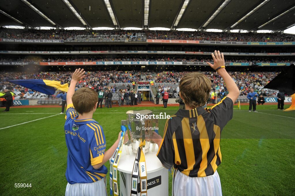 4 September 2011; A general view of the Liam MacCarthy cup being brought out on to the pitch. GAA Hurling All-Ireland Senior Championship Final, Kilkenny v Tipperary, Croke Park, Dublin. Photo by Sportsfile