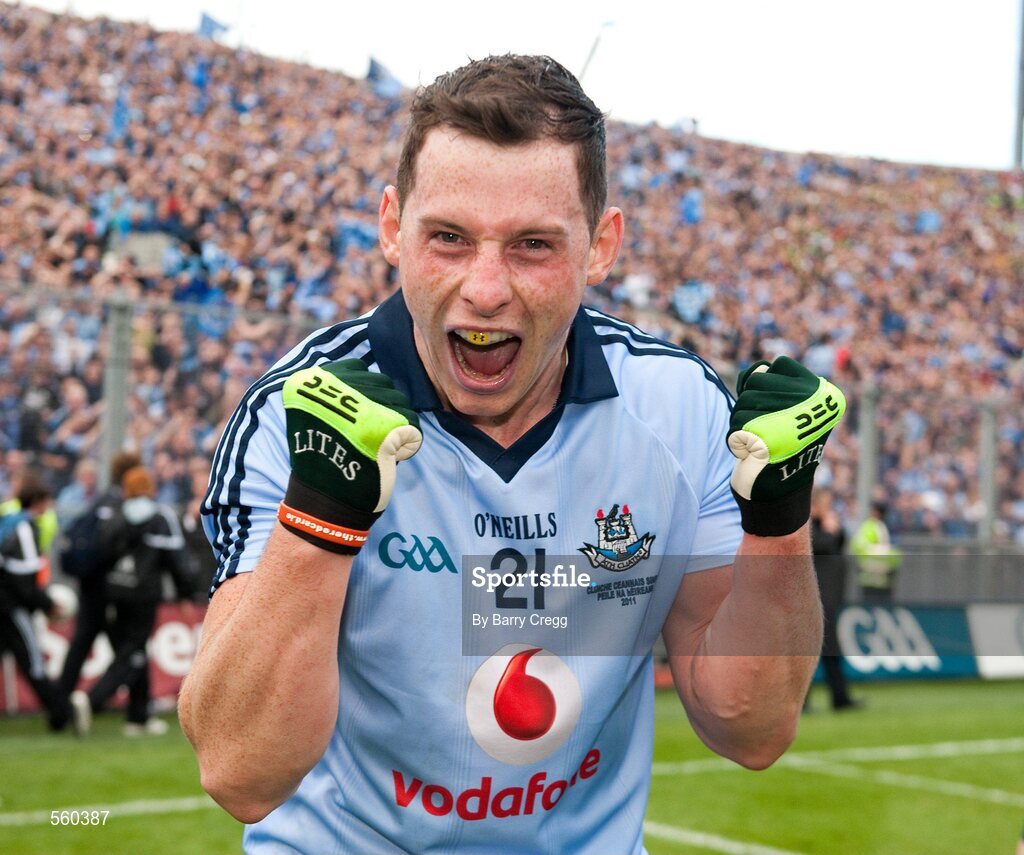 18 September 2011; Philip McMahon, Dublin, celebrates victory after the game. GAA Football All-Ireland Senior Championship Final, Kerry v Dublin, Croke Park, Dublin. Picture credit: Barry Cregg / SPORTSFILE