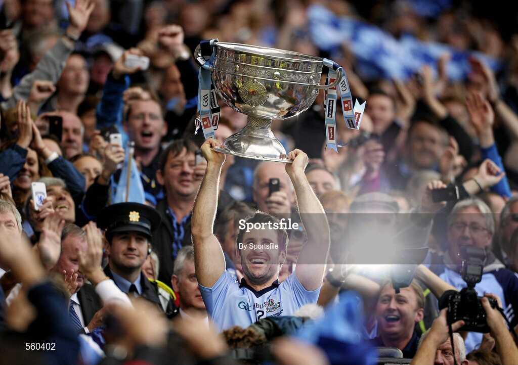 18 September 2011; Dublin captain Bryan Cullen lifts the Sam Maguire cup. GAA Football All-Ireland Senior Championship Final, Kerry v Dublin, Croke Park, Dublin. Photo by Sportsfile