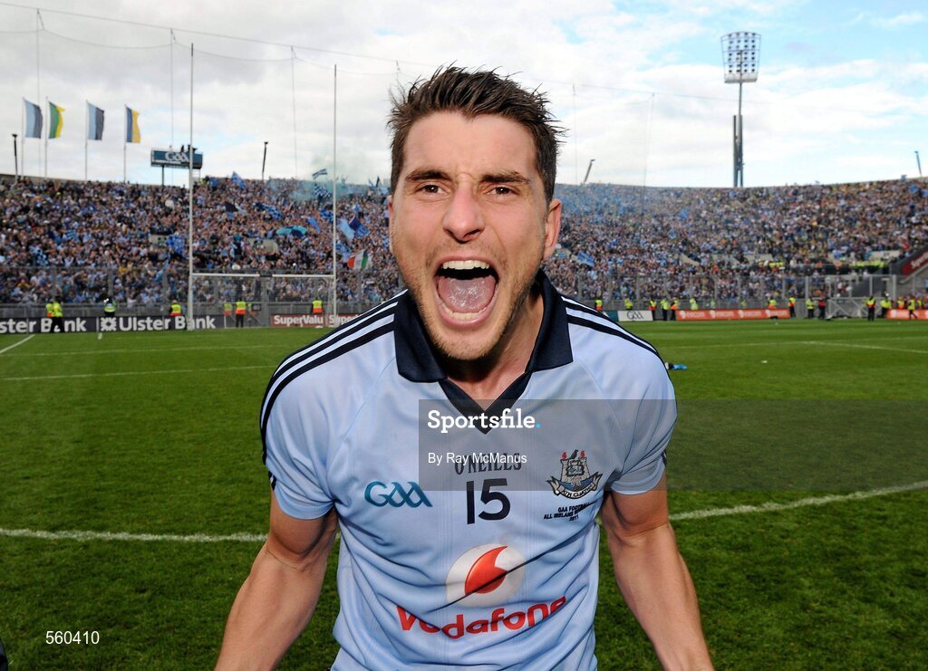 18 September 2011; Dublin's Bernard Brogan celebrates his side's victory. GAA Football All-Ireland Senior Championship Final, Kerry v Dublin, Croke Park, Dublin. Picture credit: Ray McManus / SPORTSFILE