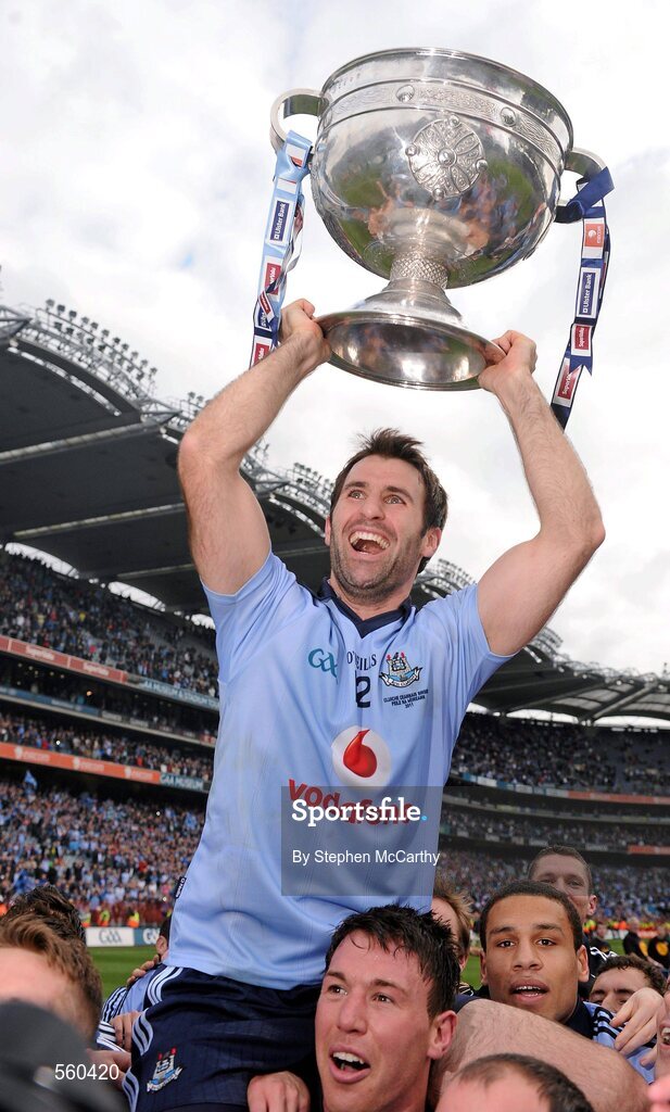 18 September 2011; Dublin captain Bryan Cullen celebrates with the Sam Maguire trophy. GAA Football All-Ireland Senior Championship Final, Kerry v Dublin, Croke Park, Dublin. Picture credit: Stephen McCarthy / SPORTSFILE