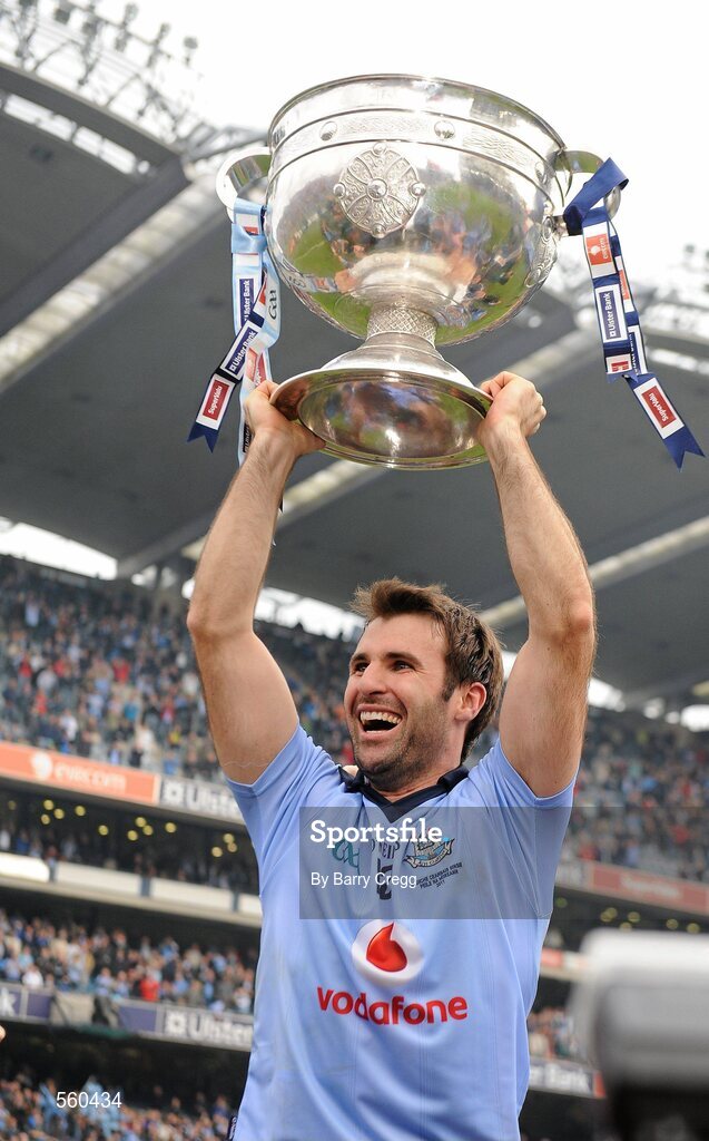 18 September 2011; Dublin captain Bryan Cullen celebrates victory with the Sam Maguire cup after the game. GAA Football All-Ireland Senior Championship Final, Kerry v Dublin, Croke Park, Dublin. Picture credit: Barry Cregg / SPORTSFILE