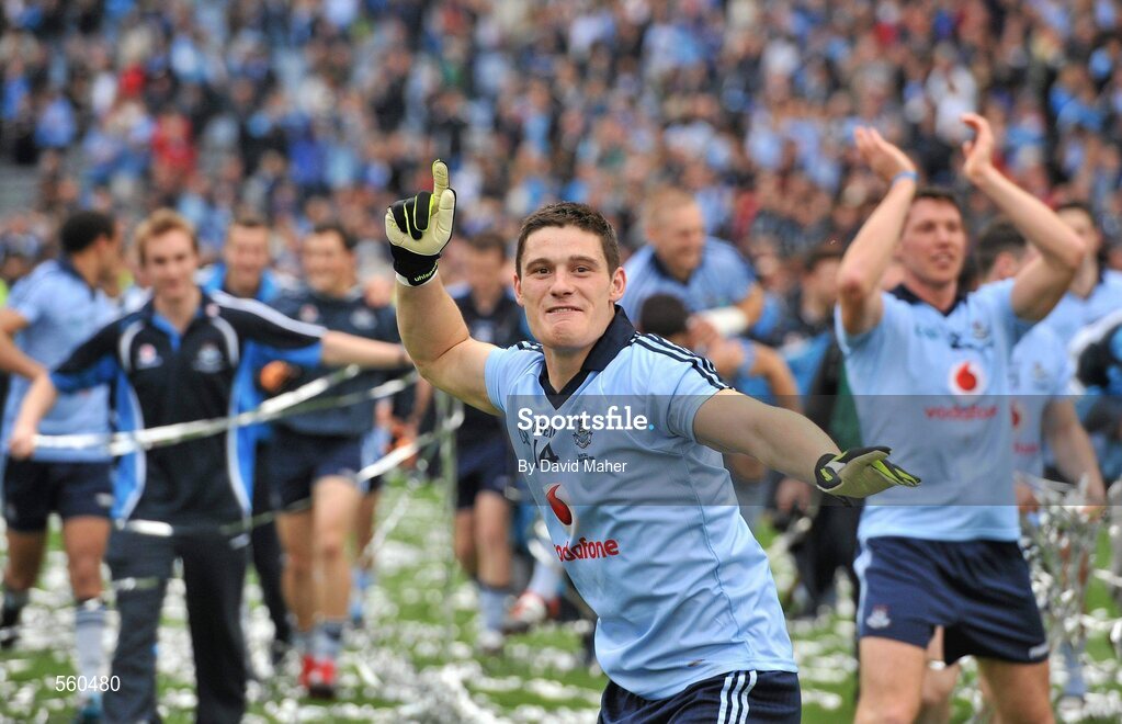 18 September 2011; Diarmuid Connolly, Dublin, celebrates after the game. GAA Football All-Ireland Senior Championship Final, Kerry v Dublin, Croke Park, Dublin. Picture credit: David Maher / SPORTSFILE