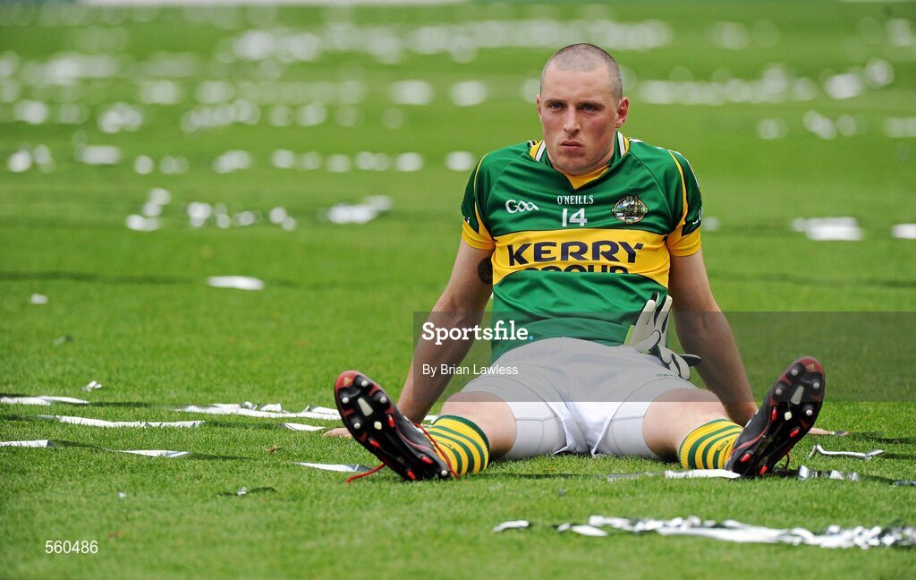 18 September 2011; Kerry's Kieran Donaghy watches as Dublin collect the Sam Maguire cup. GAA Football All-Ireland Senior Championship Final, Kerry v Dublin, Croke Park, Dublin. Picture credit: Brian Lawless / SPORTSFILE