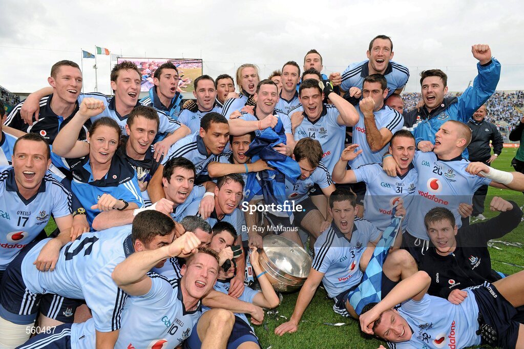 18 September 2011; The Dublin team celebrate with the Sam Maguire cup. GAA Football All-Ireland Senior Championship Final, Kerry v Dublin, Croke Park, Dublin. Picture credit: Ray McManus / SPORTSFILE