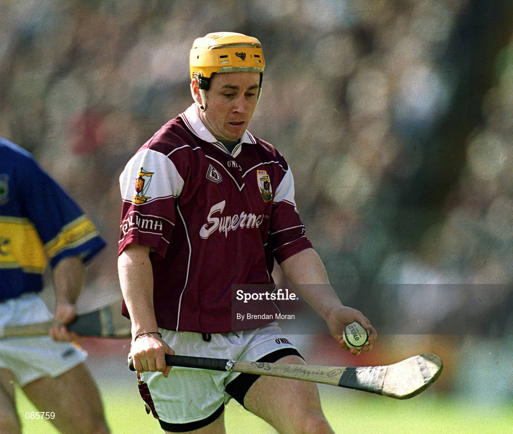 14 April 2002; Brian Higgins of Galway during the Allianz National Hurling League Quarter-Final match between Galway and Tipperary at Semple Stadium in Thurles, Tipperary. Photo by Brendan Moran/Sportsfile