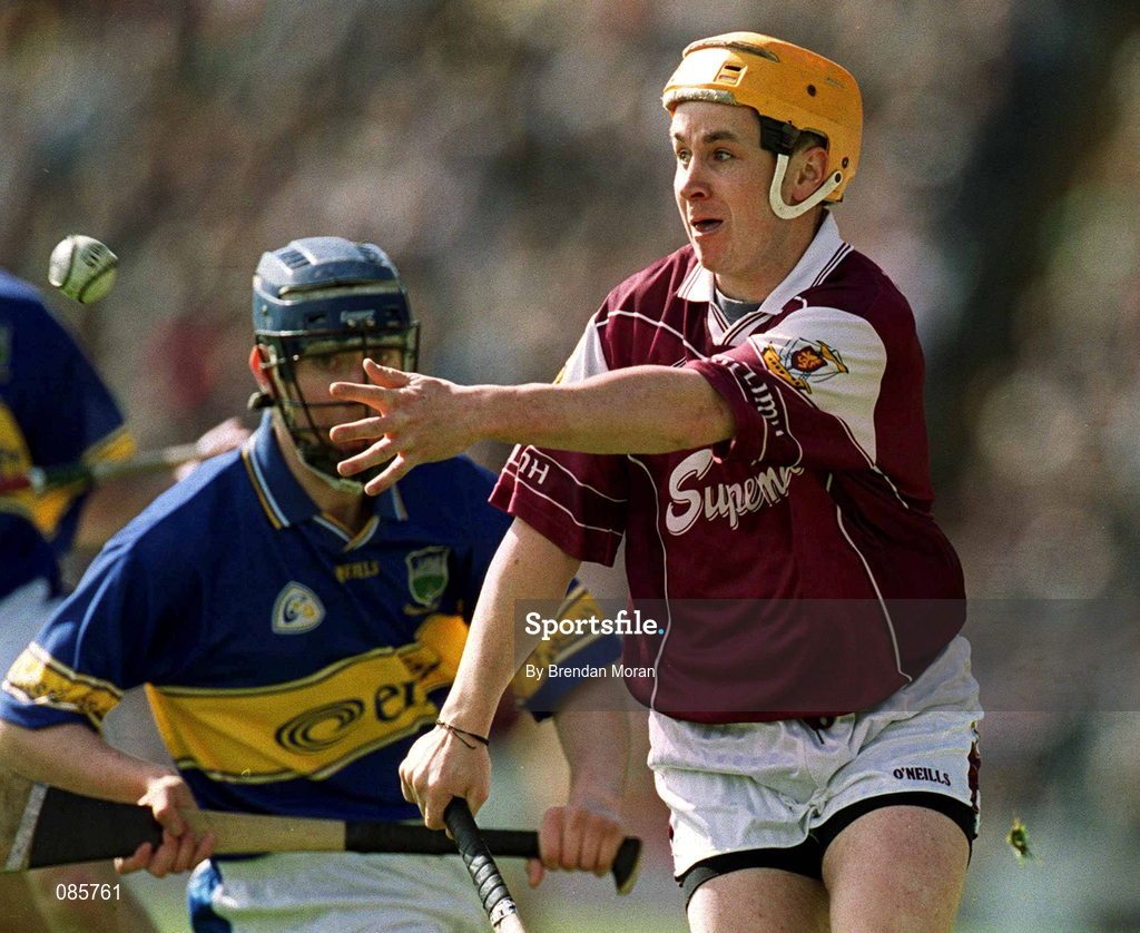 14 April 2002; Brian Higgins of Galway during the Allianz National Hurling League Quarter-Final match between Galway and Tipperary at Semple Stadium in Thurles, Tipperary. Photo by Brendan Moran/Sportsfile