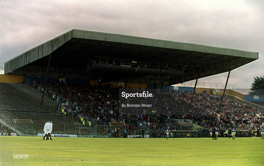 14 April 2002; Spectators sit in the old stand in Semple Stadium during the Allianz National Hurling League Quarter-Final match between Galway and Tipperary at Semple Stadium in Thurles, Tipperary. Photo by Brendan Moran/Sportsfile