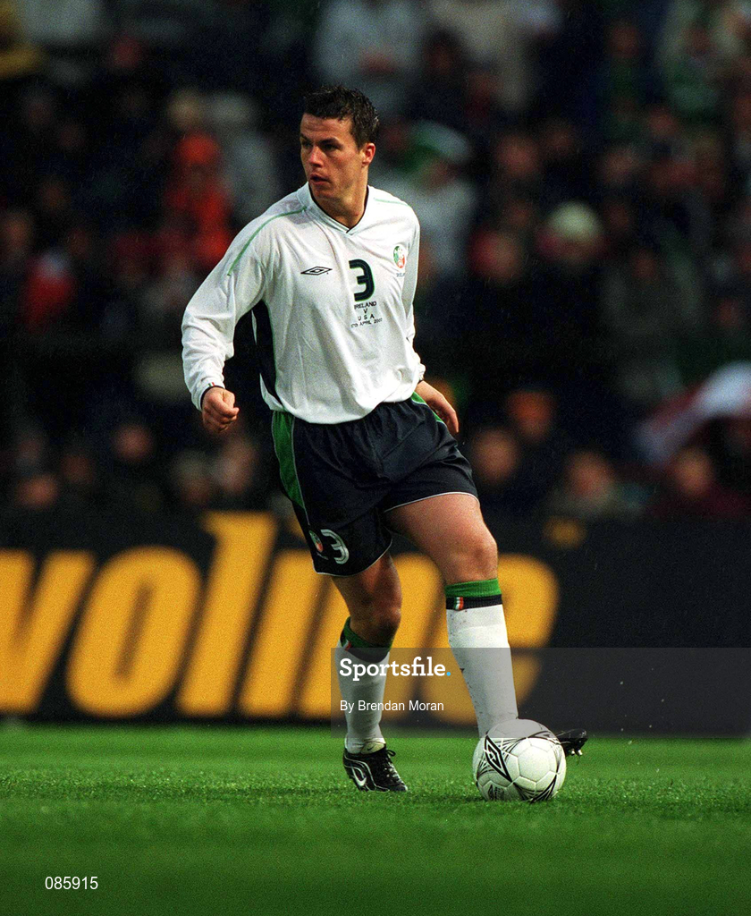 17 April 2002; Ian Harte of Republic of Ireland during the International Friendly match between Republic of Ireland and USA at Lansdowne Road in Dublin. Photo by Brendan Moran/Sportsfile