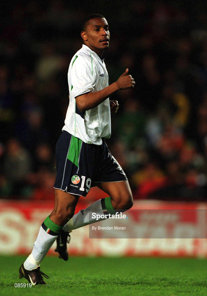 17 April 2002; Clinton Morrison of Republic of Ireland during the International Friendly match between Republic of Ireland and USA at Lansdowne Road in Dublin. Photo by Brendan Moran/Sportsfile
