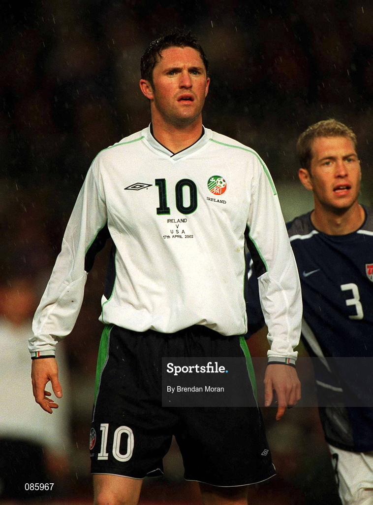 17 April 2002; Robbie Keane of Republic of Ireland during the International Friendly match between Republic of Ireland and USA at Lansdowne Road in Dublin. Photo by Brendan Moran/Sportsfile