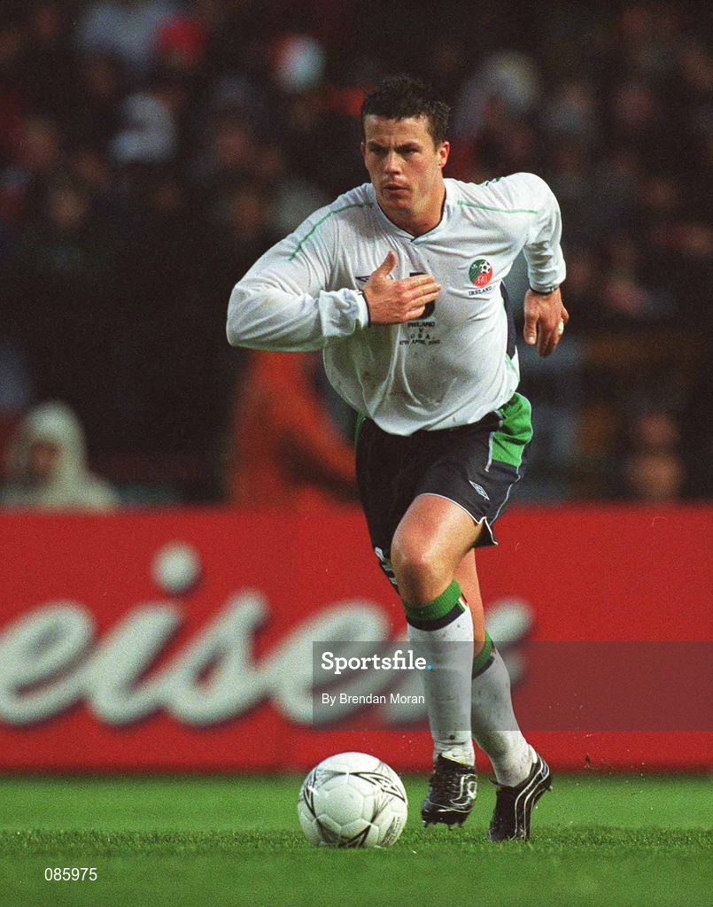 17 April 2002; Ian Harte of Republic of Ireland during the International Friendly match between Republic of Ireland and USA at Lansdowne Road in Dublin. Photo by Brendan Moran/Sportsfile